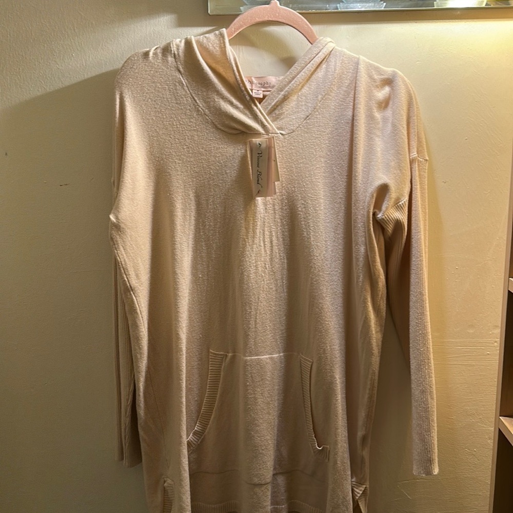 Philosophy NWT light pink sweater with hood and pouch